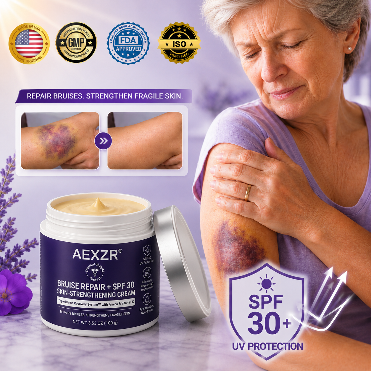 AEXZR® Bruise Repair + SPF 30 Skin-Strengthening Cream🌿🌿 Finally, skincare that works with your skin, not against it.